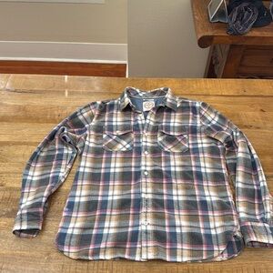 Fat Face Button Up Flannel Shirt Mens Size M Plaid Regular Fit Cotton Casual
